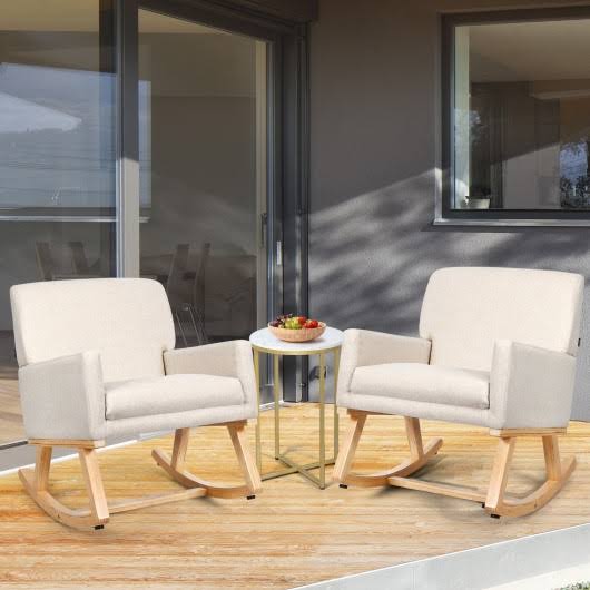 Beige Upholstered Rocking Armchair R621224