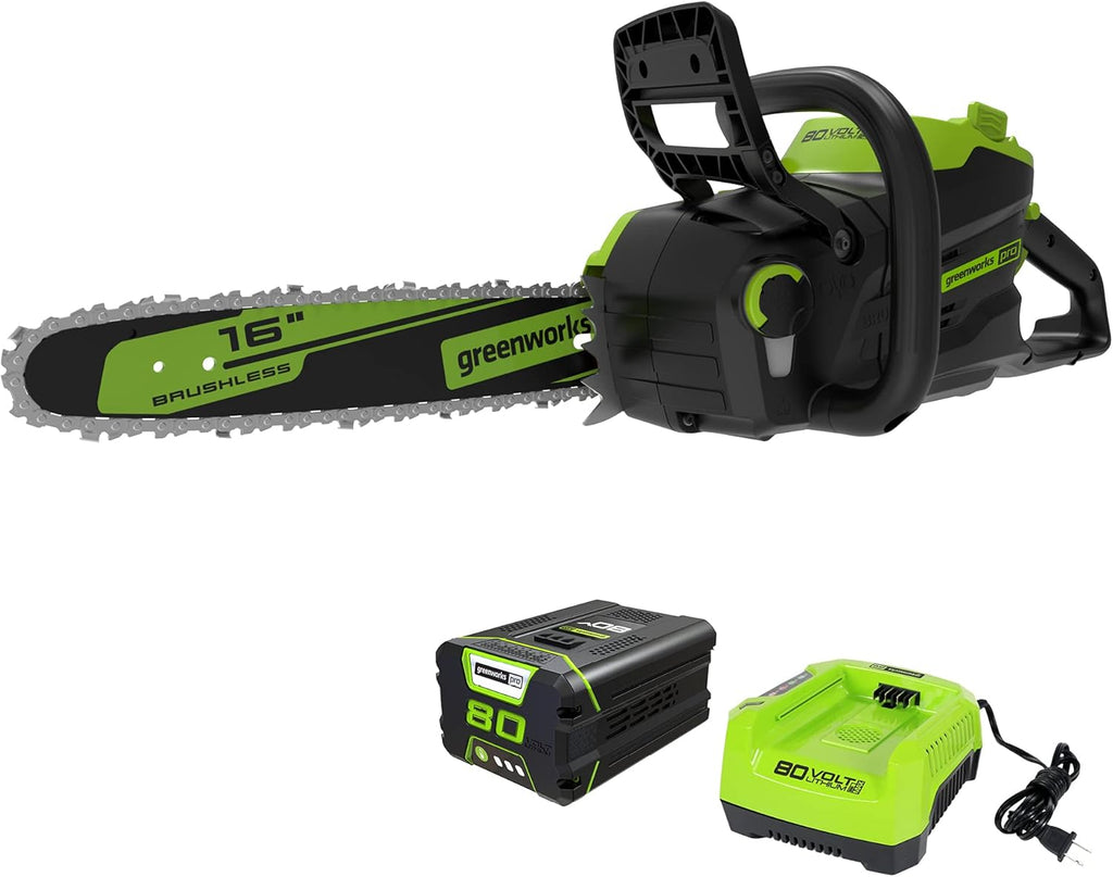 80V 16" Brushless Cordless Chainsaw with 2.5Ah Battery and Charger W310102