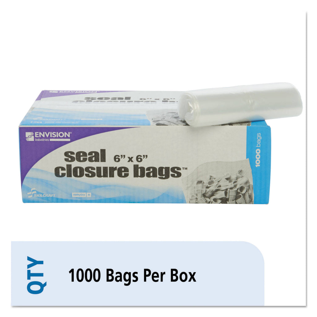 Clear 6 x 6 Zipper Seal Closure Bags, 1000/Carton Z63110
