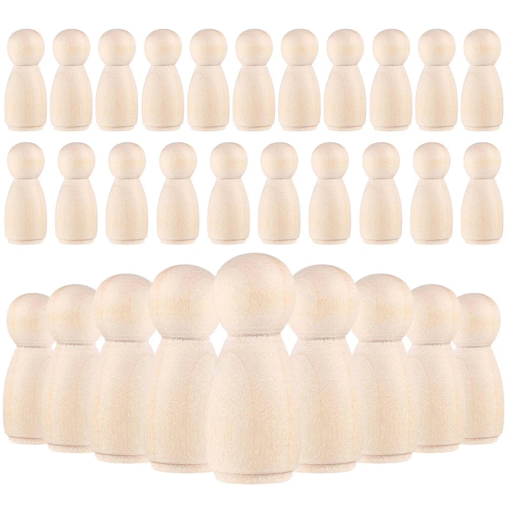 120 Pcs Unfinished Wooden Peg Dolls J391