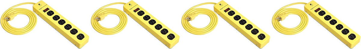 6 PACK Yellow Metal Surge Protector Power Strip R585688