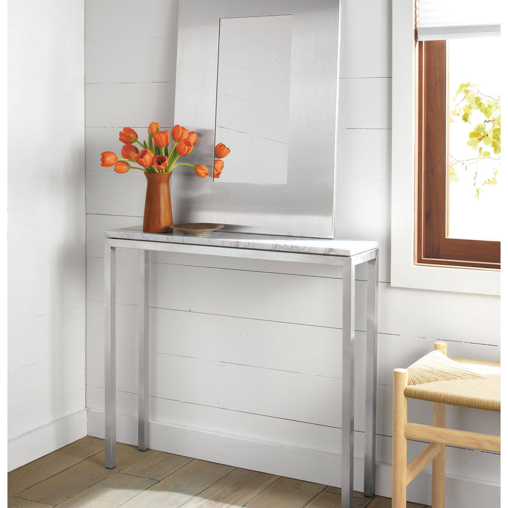 Clear Tempered Glass Console Table with Stainless Steel Frame K29430
