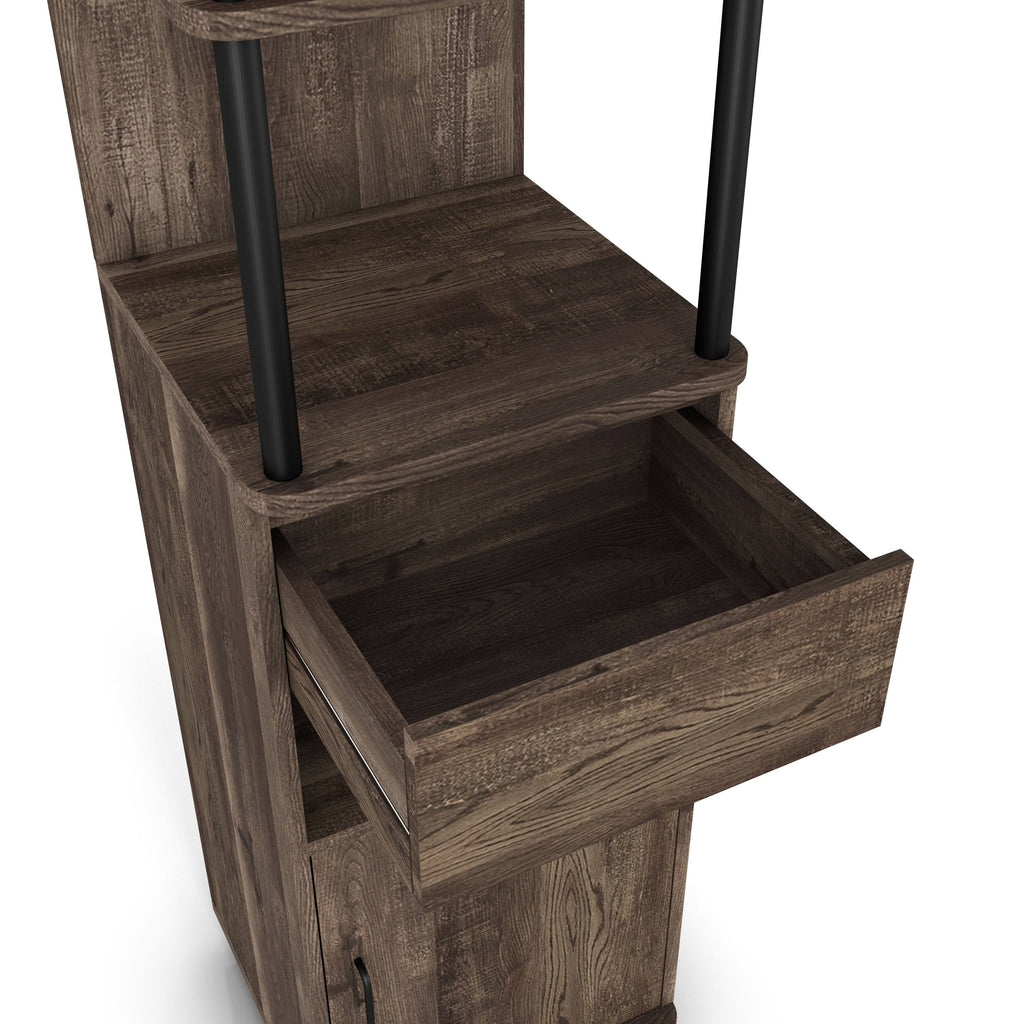 Industrial 4-Shelf Accent Bookcase - Antique Grey Oak K1424