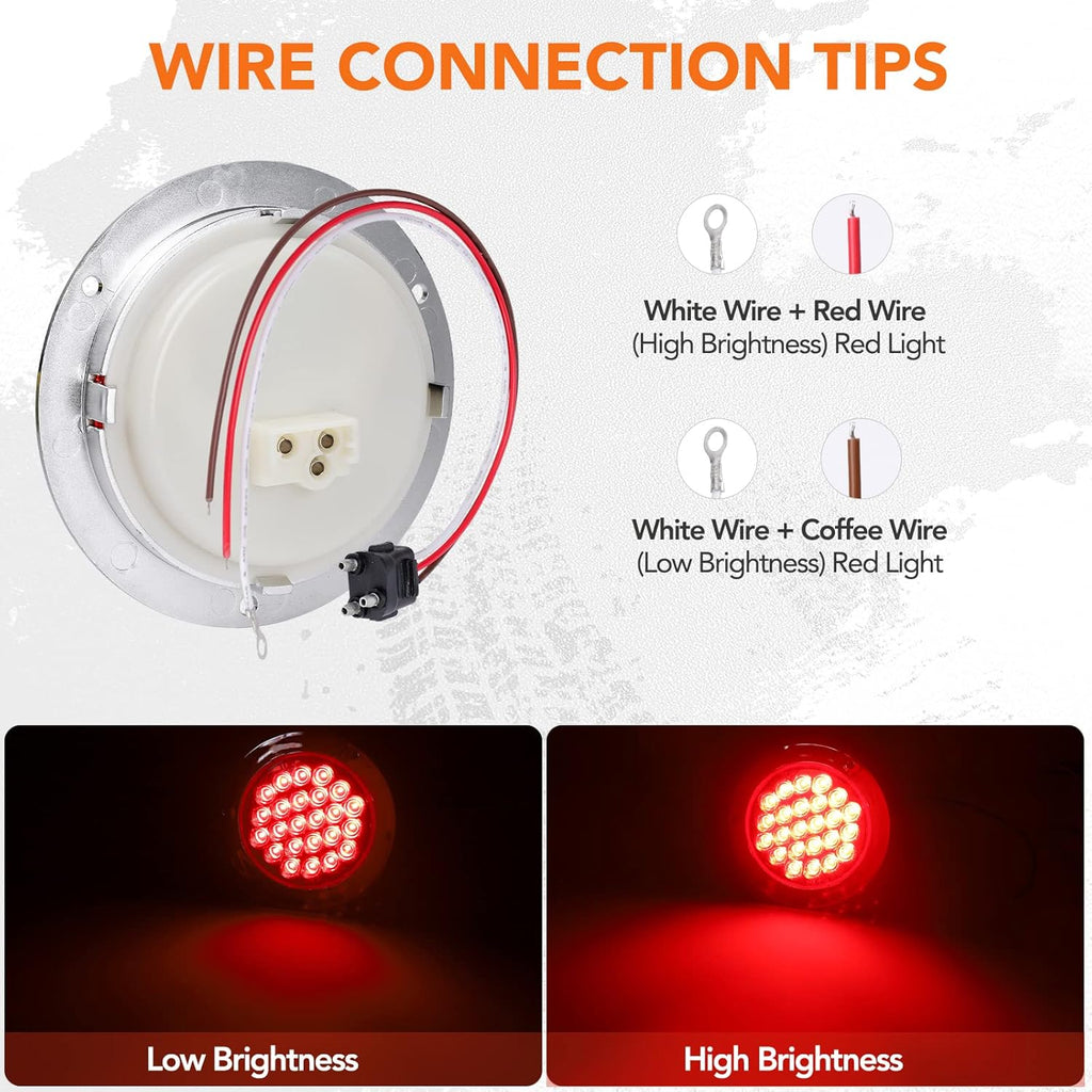 Red 4 Inch 24 LED Trailer Tail Light, 12V IP65 Waterproof, 4 Pcs X52023