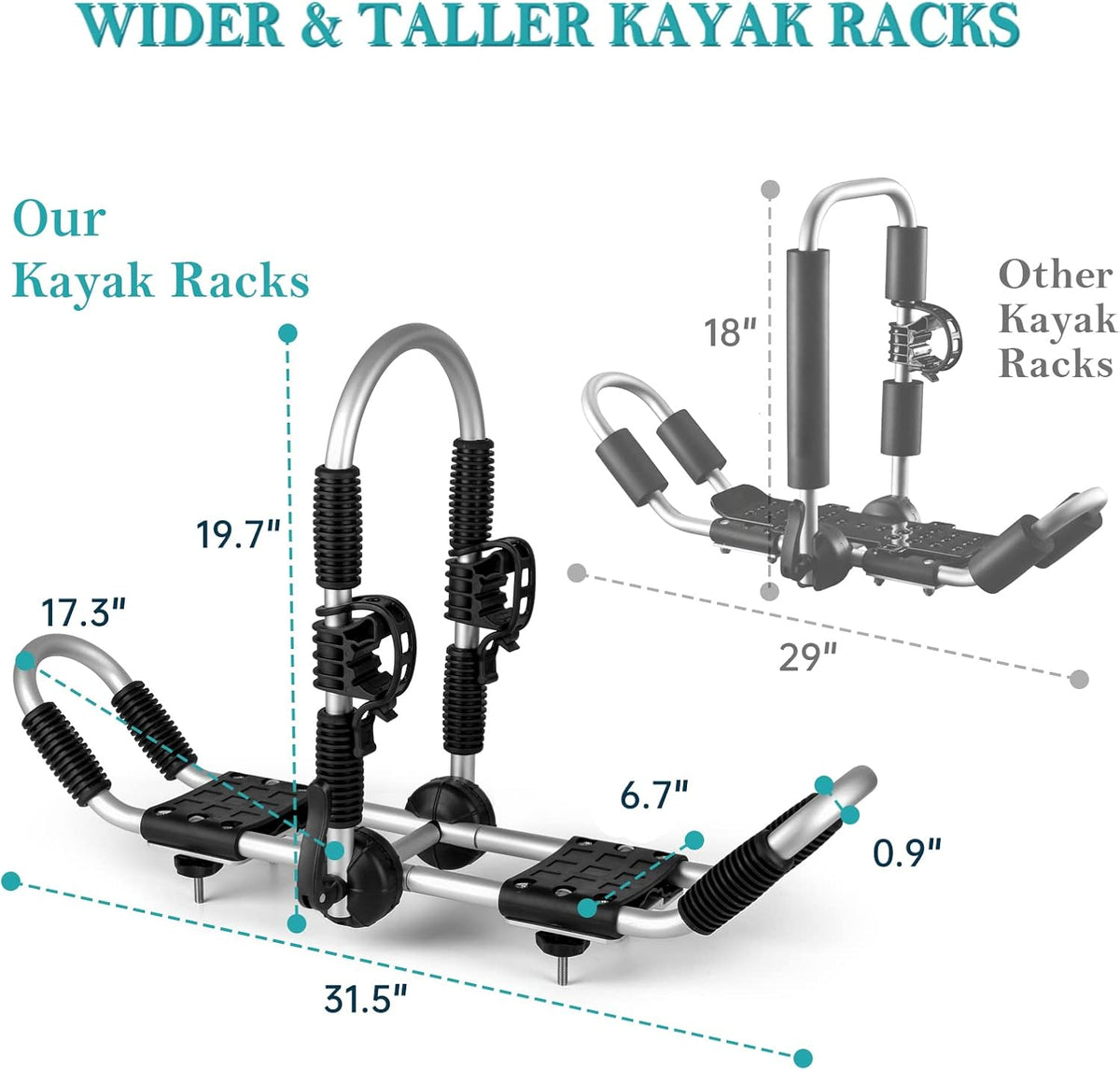 Kayak Roof Rack 4-in-1 Car Roof Carrier Rack, Folding J Bar for 2 Kayaks, Canoe, Surfboard, SUP G123117