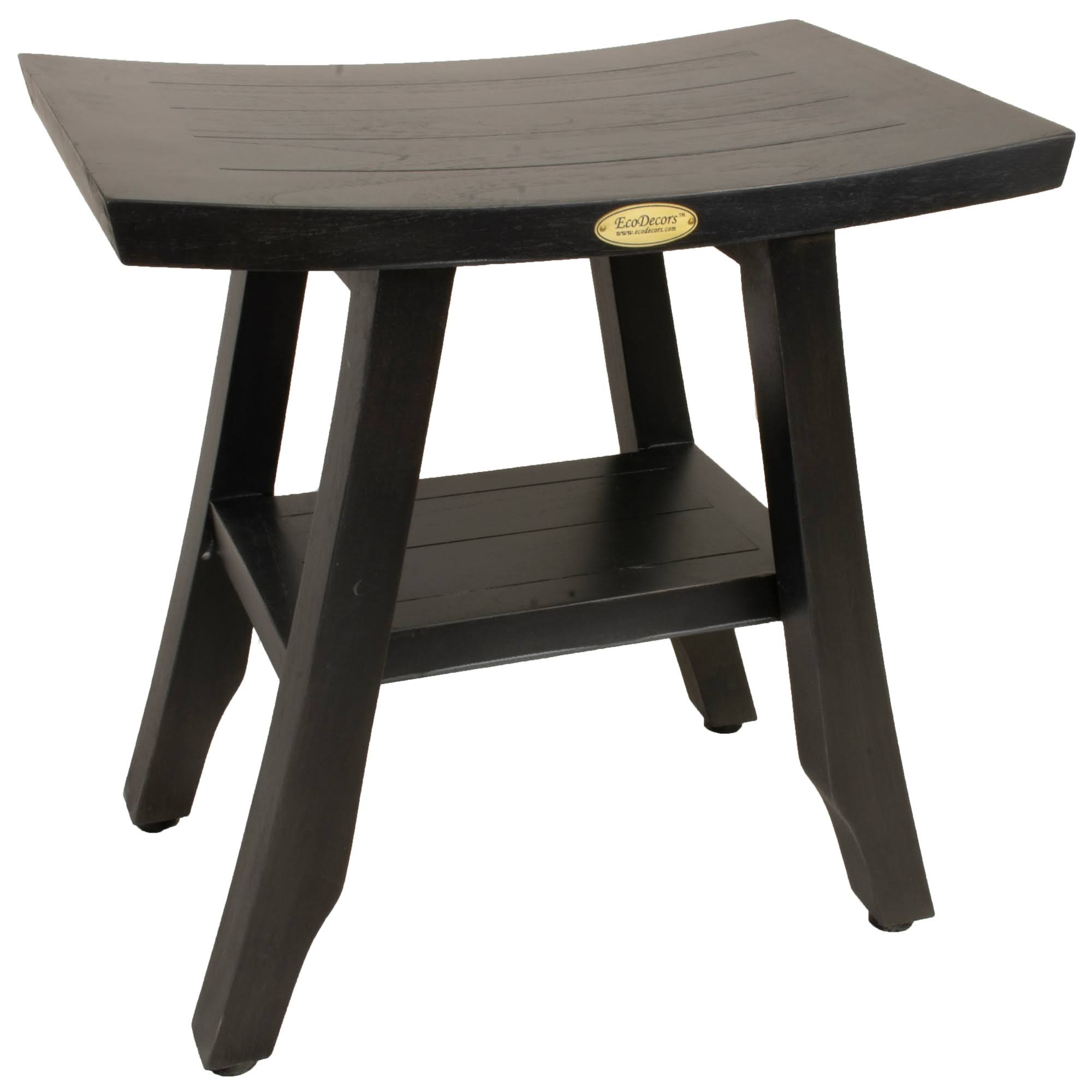 Teak Wood Shower Bench with Shelf A91449
