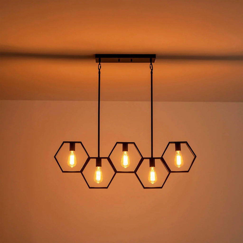 5-Light Square Geometric Pendant J39744