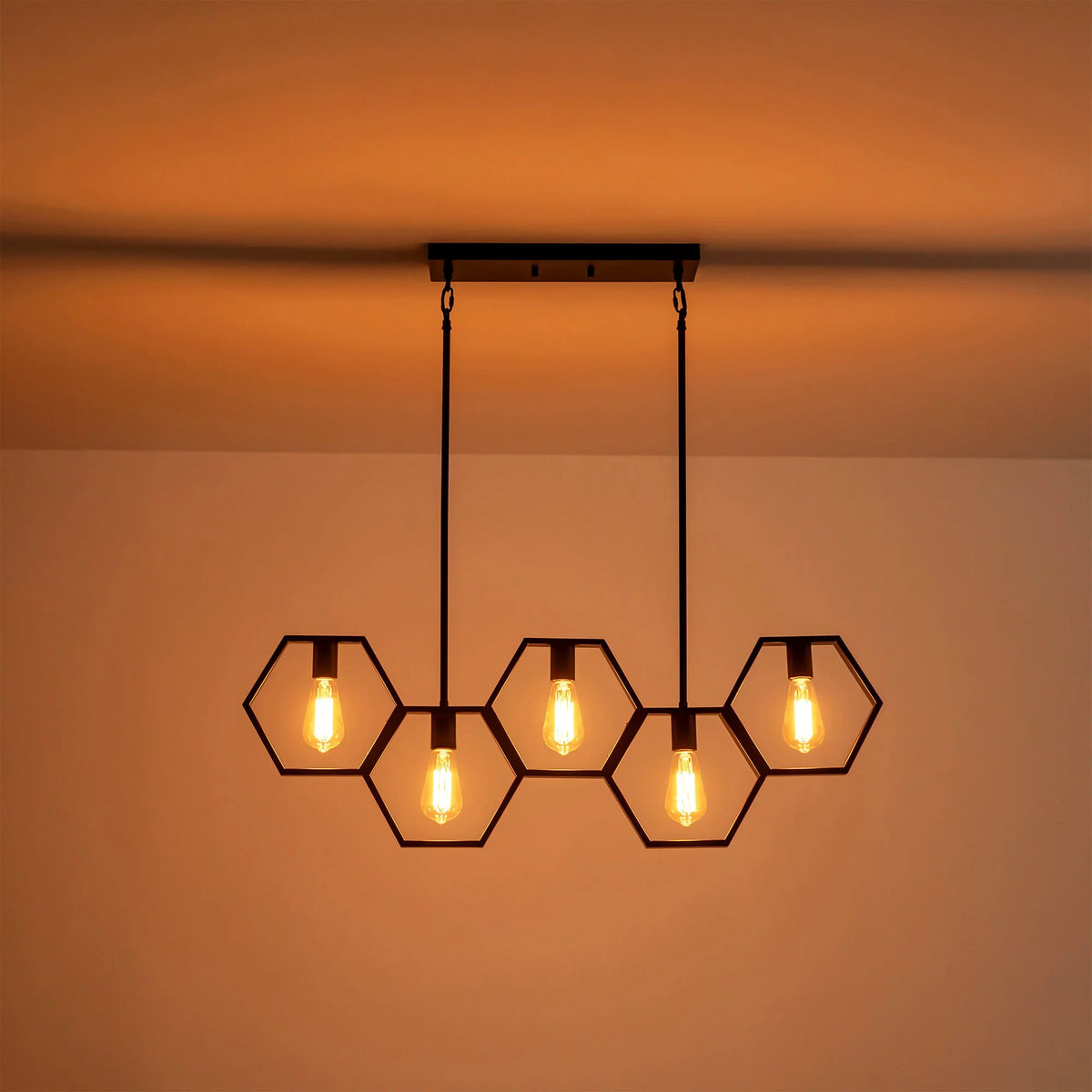 5-Light Square Geometric Pendant J39744