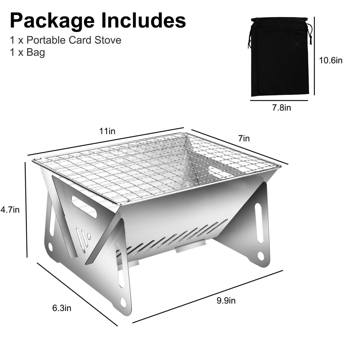 Mini Portable Folding Table Barbecue Grill Charcoal Wood BBQ Stove F442990