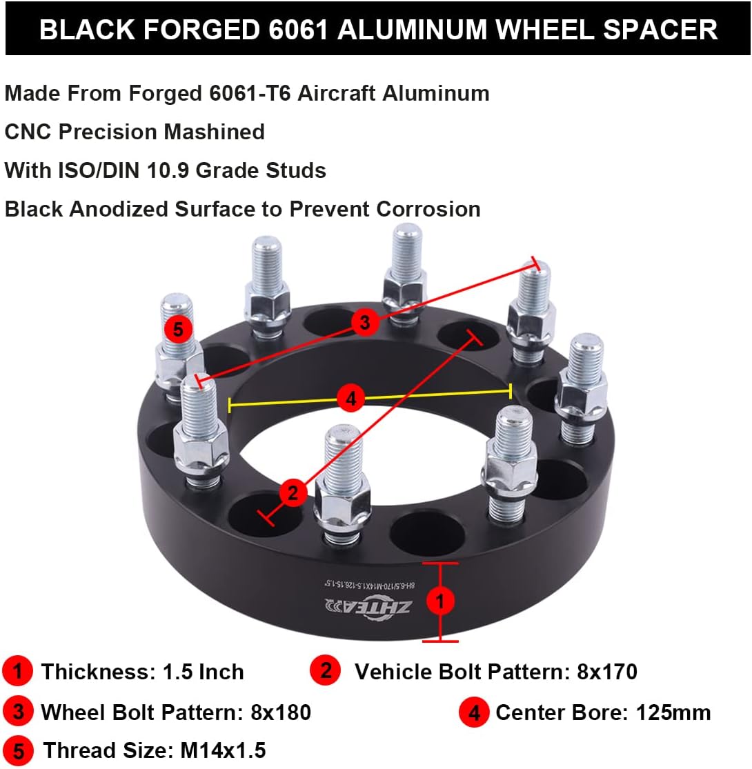 Forged Wheel Adapters with 14x1.5 Studs Y3087