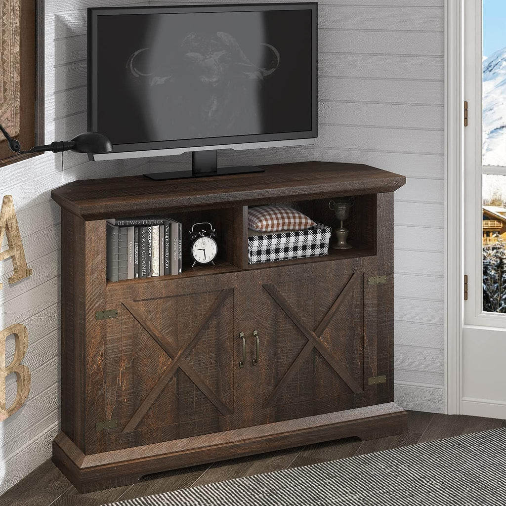 Espresso Corner TV Stand with Storage Cabinets T361110