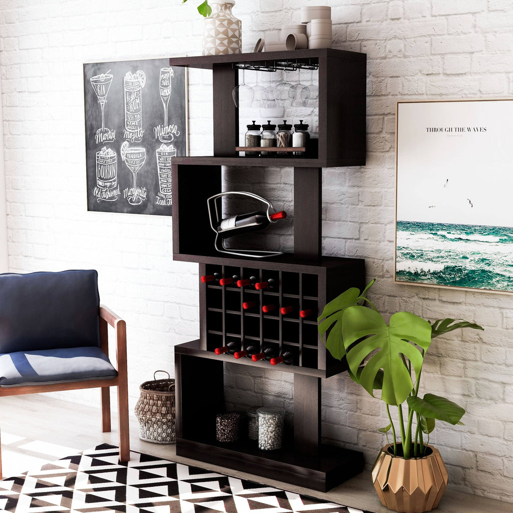 4-Tier Bar Cabinet Cappuccino Brown H6848