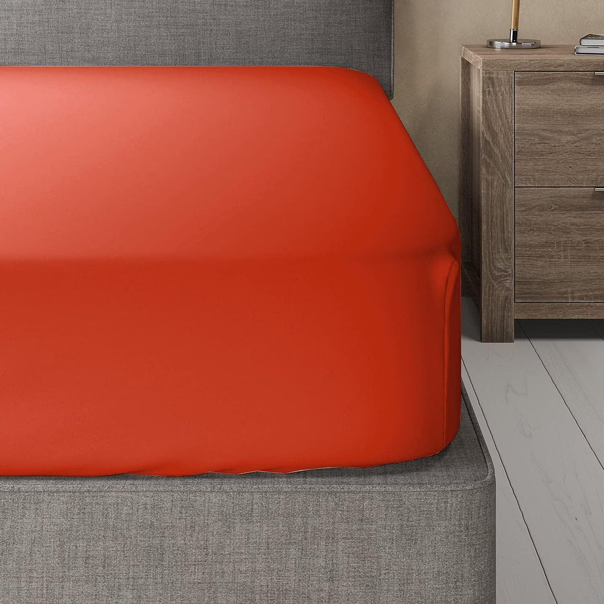 Adjustable Fitted Sheet Only (Top Split King, Solid Coral) Deep Pocket Half Split Bottom Sheet Y49555