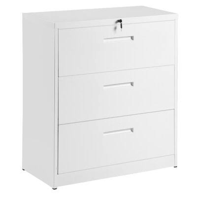 White 3 Drawer Metal File Cabinet D678