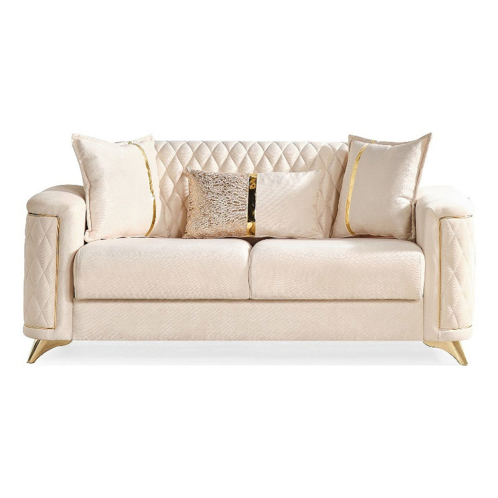 Ivory Velvet Loveseat M1104