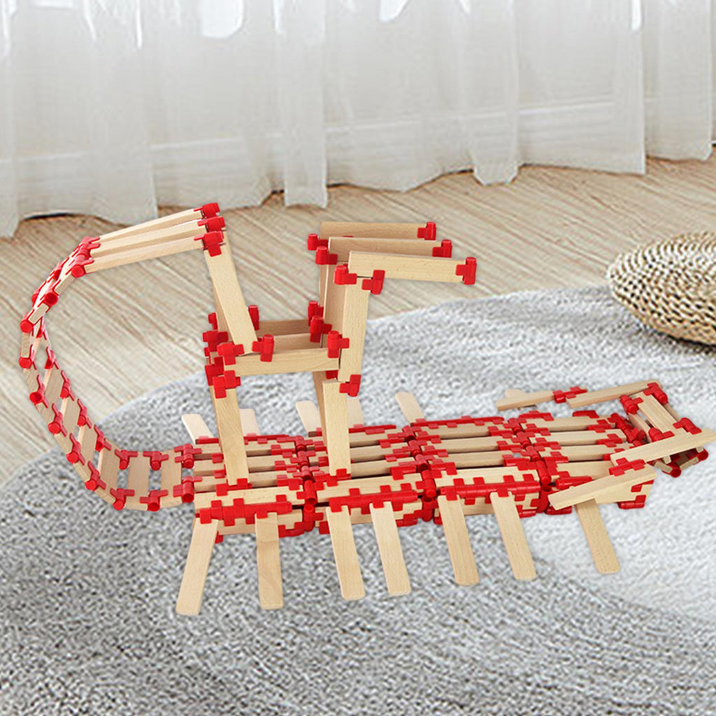 100 Pieces Wooden Blocks Stacking Game Building Kits Board Games D3806