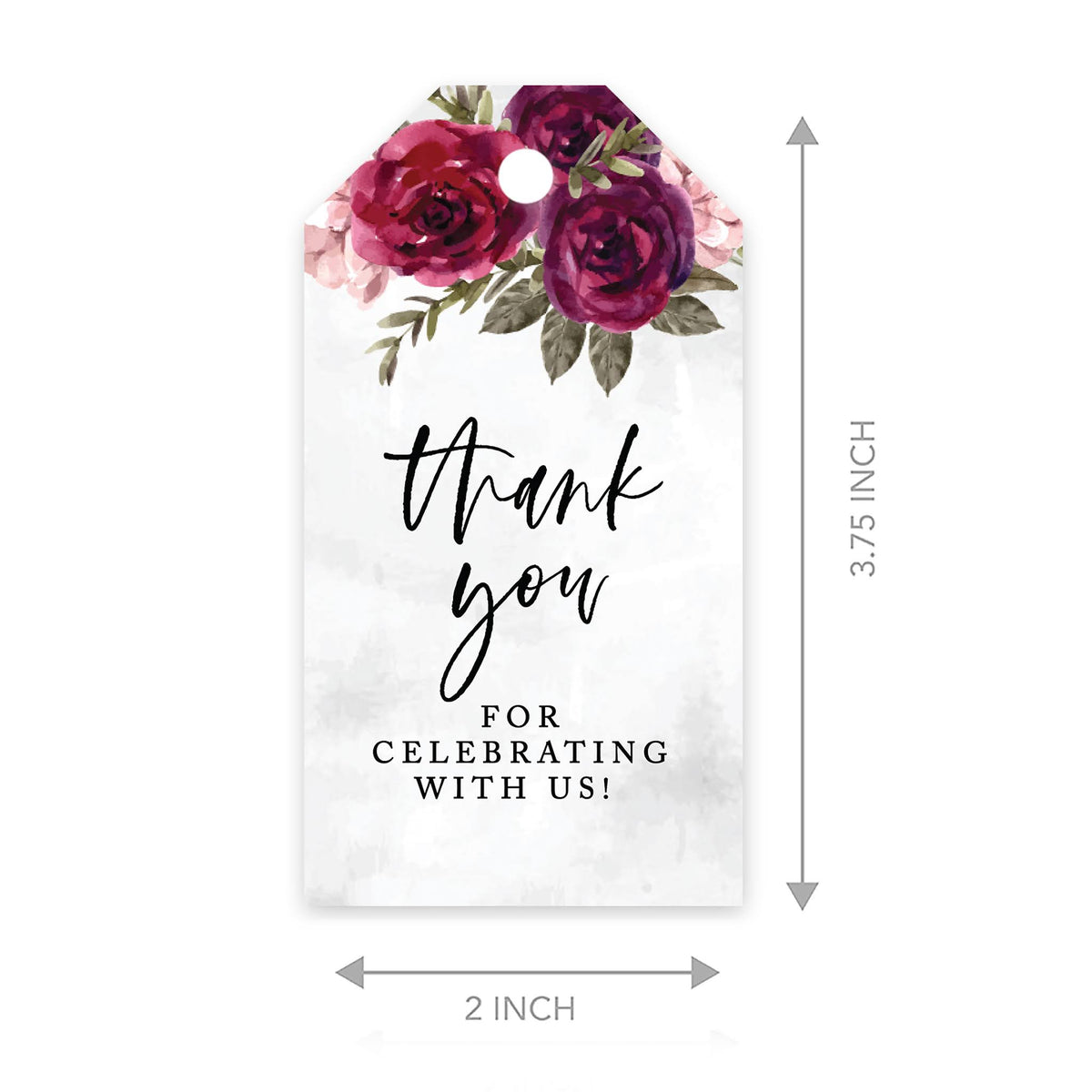 Burgundy Florals Cardstock Gift Tags with Bakers Twine 100-Pk V424