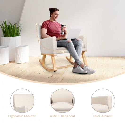Beige Upholstered Rocking Armchair R621224