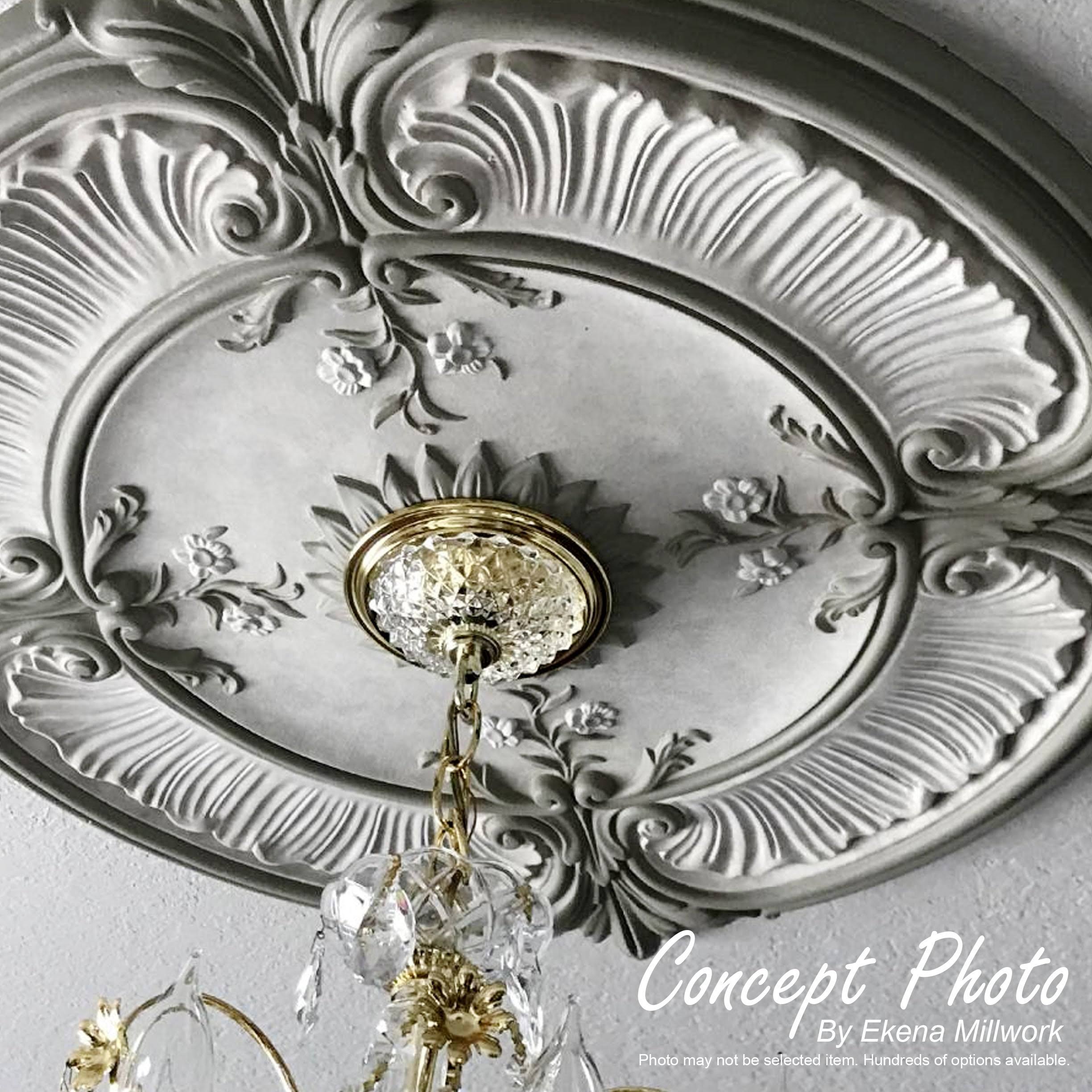 31 1/4x22OD x 2 1/4x22P Hand-Painted Platinum Ceiling Medallion T63152