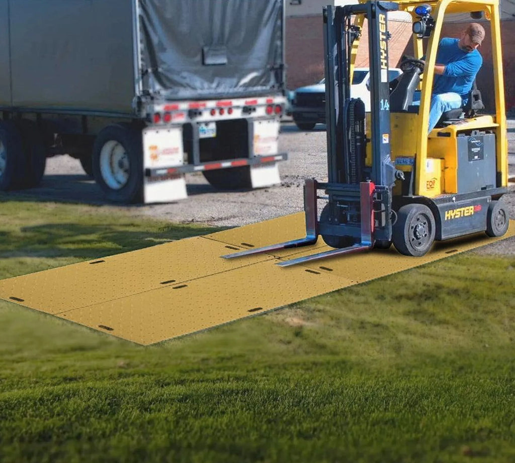 4 Pcs Tan Ground Protection Mats, 2' x 8', Heavy Equipment Mats D273618