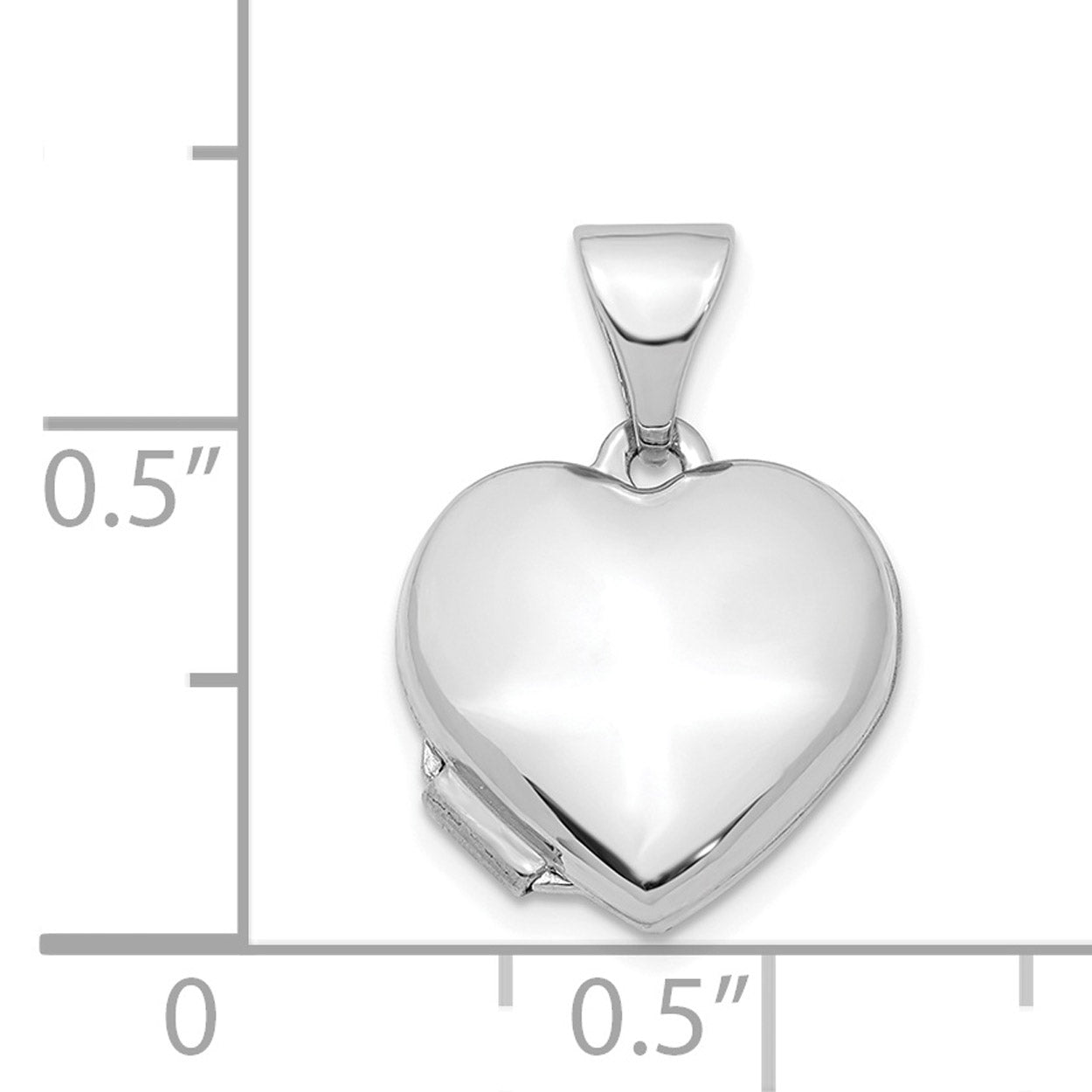 14K White Gold Rhodium Plated Heart Locket Pendant C761511