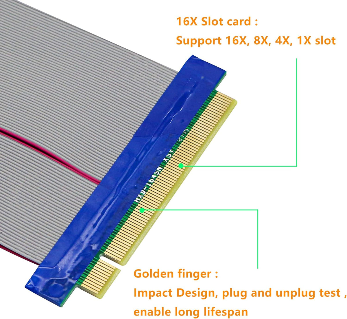 PCI-E Extender Cable 16x to 16x Flexible GPU Riser Adapter Card, 8inch, Pack of 2 U487