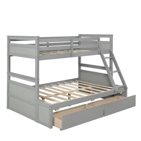 Gray Twin Over Full Bunk Bed with Storage W79050