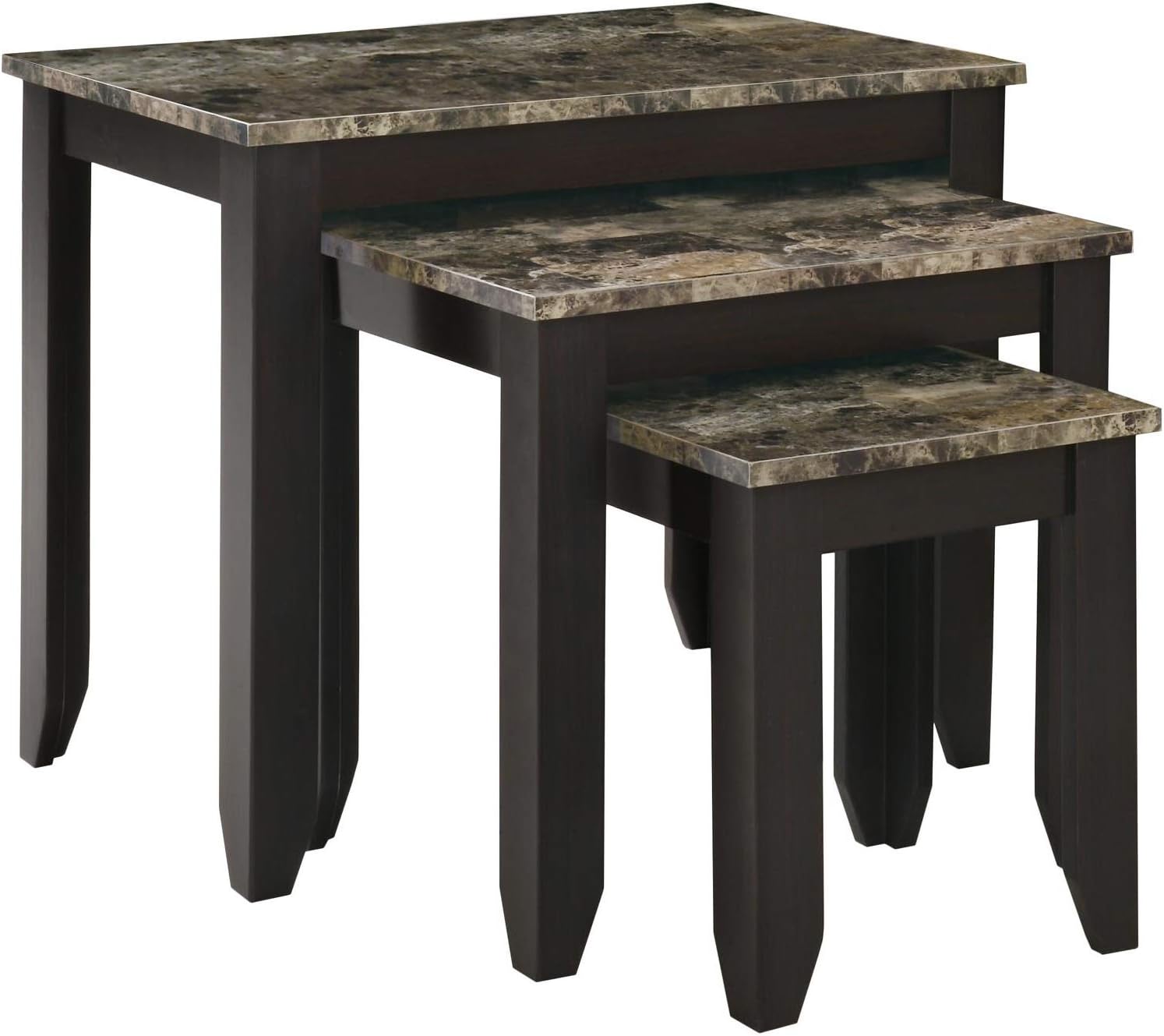 3-Piece Nesting Table Set Marble Look Top K2508