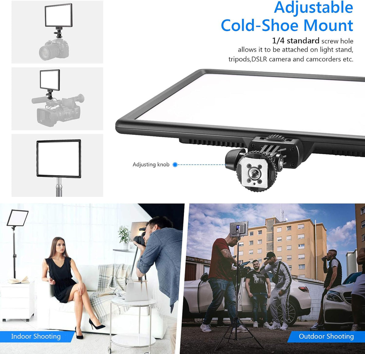 Ultra-Thin LED Soft Light Panel with LCD Display, Dimmable Bi-Color 3200-5600K CRI95+ On Camera Video Light V3994