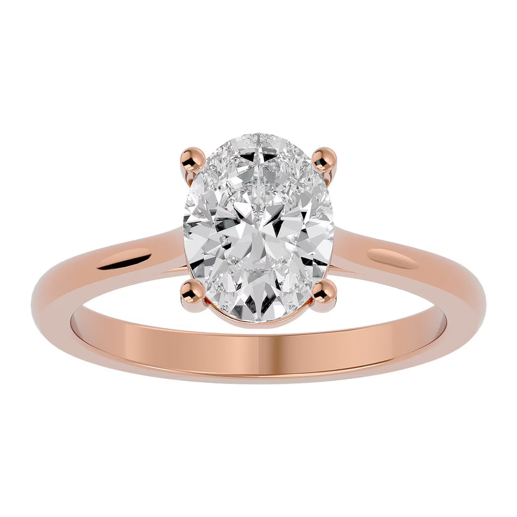 2 Carat Oval Shape Moissanite Solitaire Engagement Ring In 14 Karat Rose Gold J85475