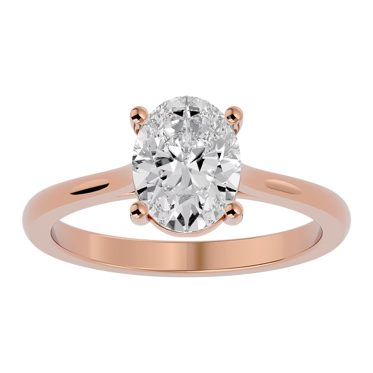 2 Carat Oval Shape Moissanite Solitaire Engagement Ring In 14 Karat Rose Gold J85475