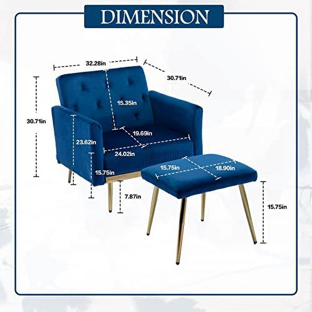 Modern Velvet Accent Chair with Ottoman N687719