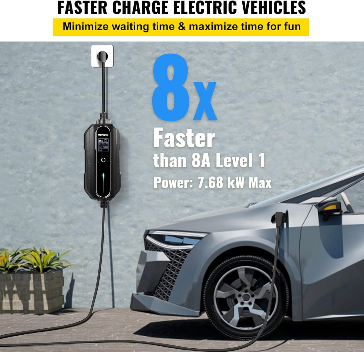 Portable 32 Amp EV Charger with 25 ft J1772 Charging Cable G290