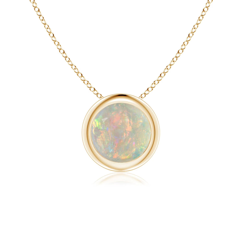 14K Yellow Gold Opal Solitaire Pendant Necklace S2752