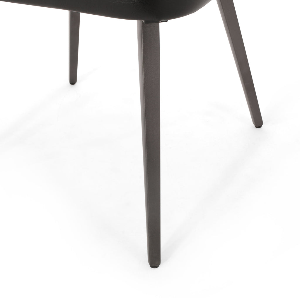 7 Piece Faux Leather Metal Wood Dining Set P410