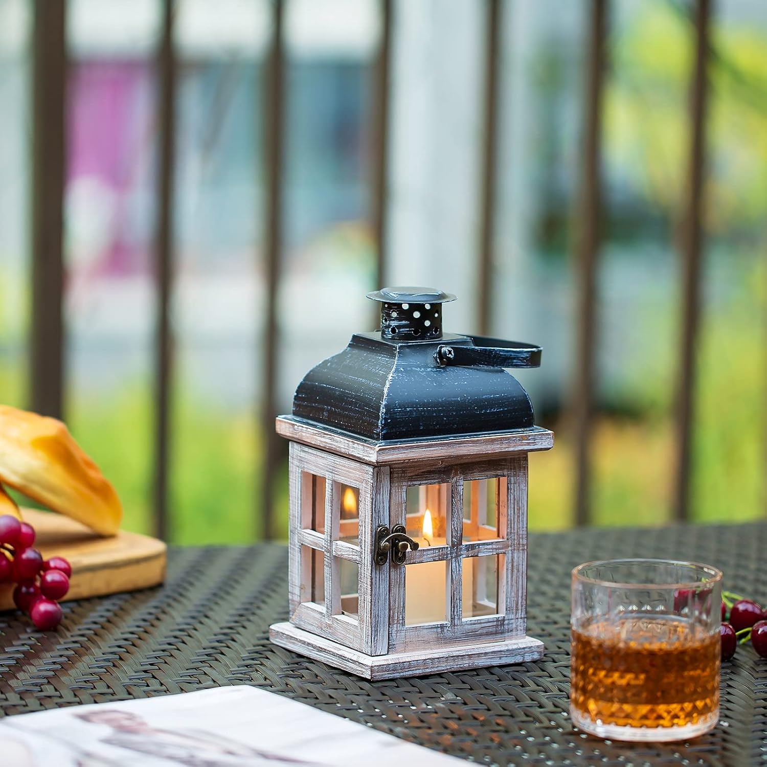 Rustic Wooden Candle Lantern Y2619