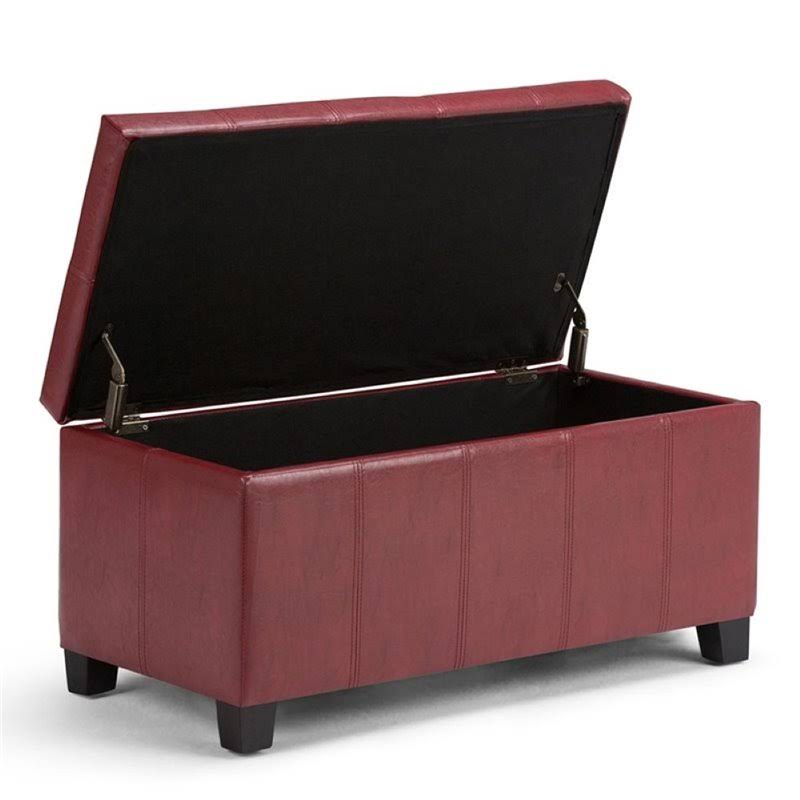 Faux Leather Storage Bench in Radicchio Red G34640