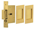 Rectangular Flush Cup Pocket Door Lockset Passage Satin Brass W498