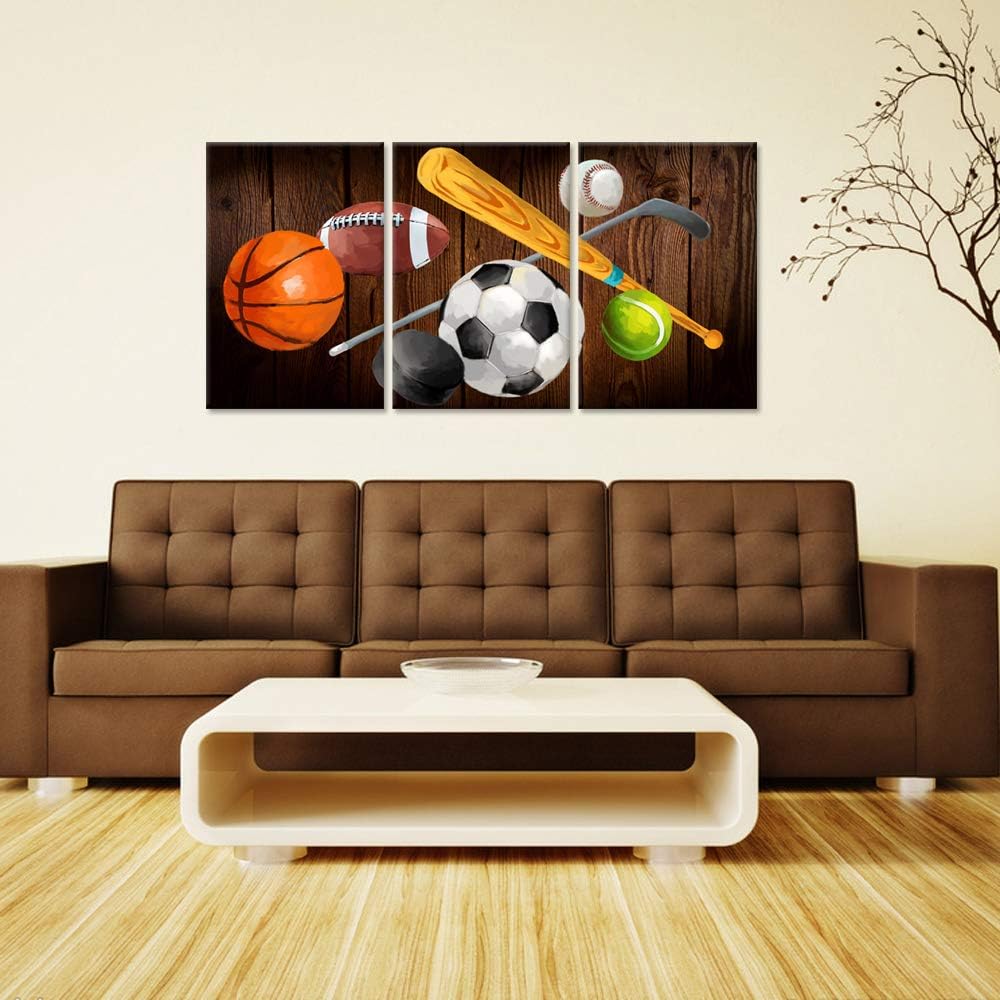 Vintage Sports Canvas Wall Art, 3 Pieces, Stretched and Framed, 16x24inch G5775