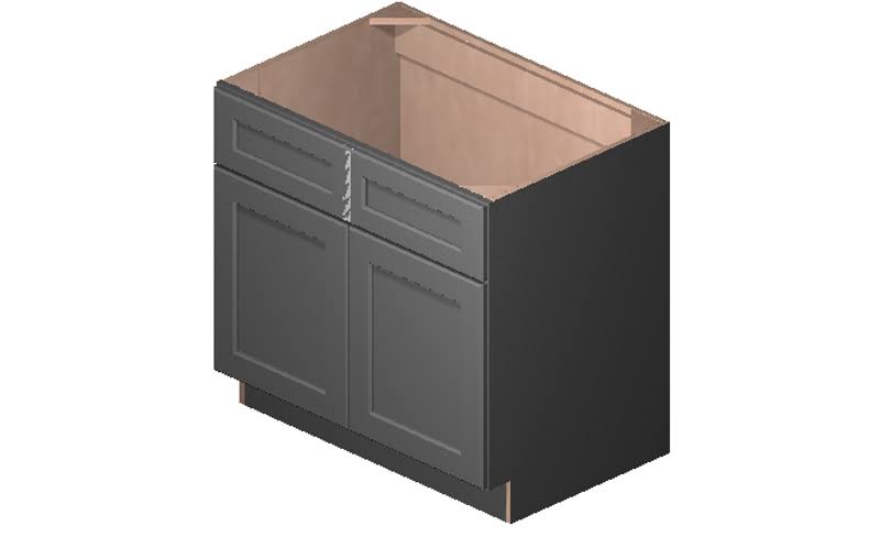 Grey 36x22 x 34.5x22 x 24x22 Sink 2 Doors 2 False Drawers Base Cabinet High-Density Fiberboard U719510