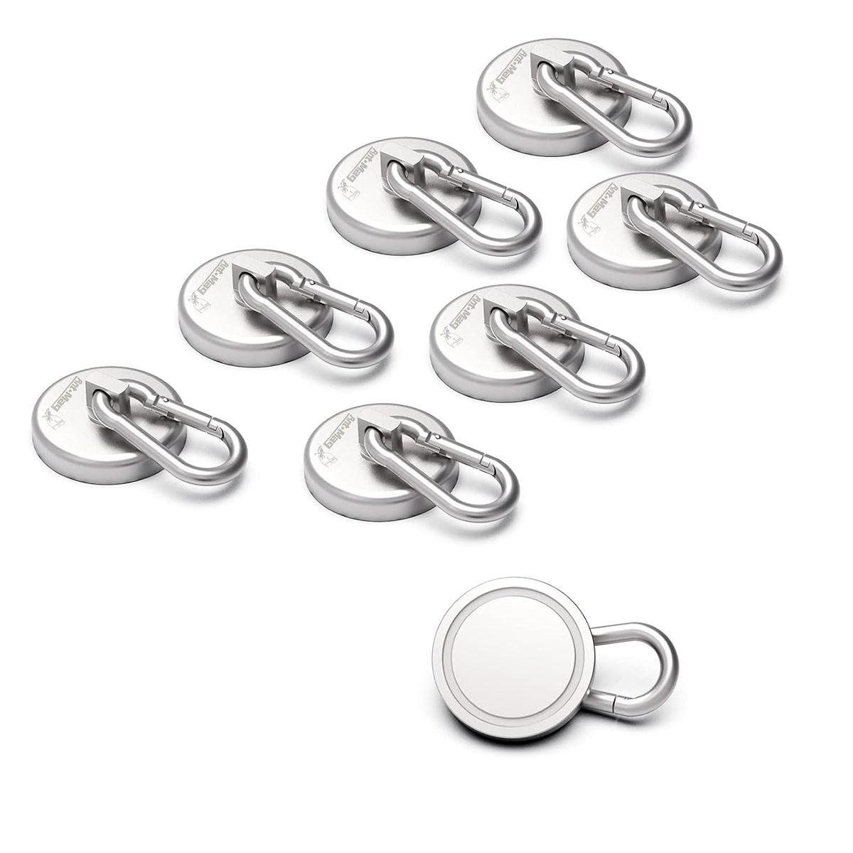 Magnetic Hooks with Carabiner Hook, 8 Pack Black T67638