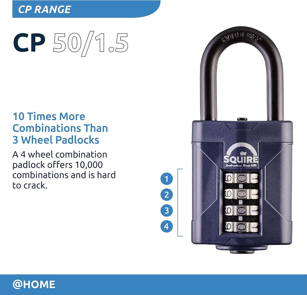 Blue 50 mm Alloy Steel 4 Wheel Combination Padlock, Pack of 2 J563088
