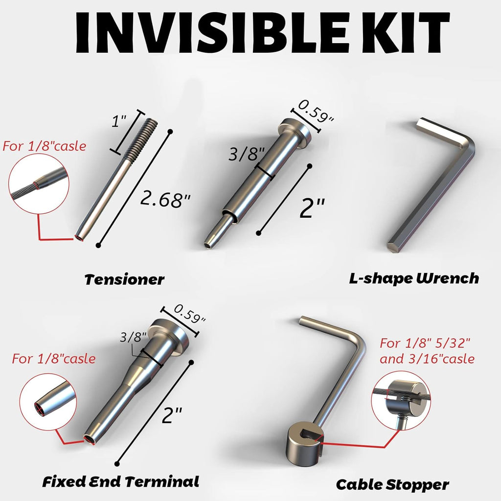 20 Pairs Stainless Steel Cable Railing Hardware Kit for 1/8 Cable G732