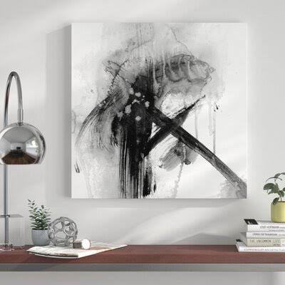 White Abstract Watercolor Painting Print on Wrapped Canvas V9889