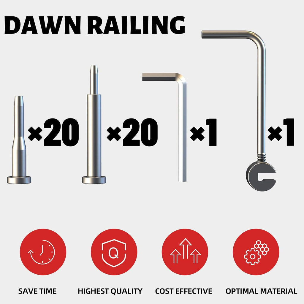 20 Pairs Stainless Steel Cable Railing Hardware Kit for 1/8 Cable G732