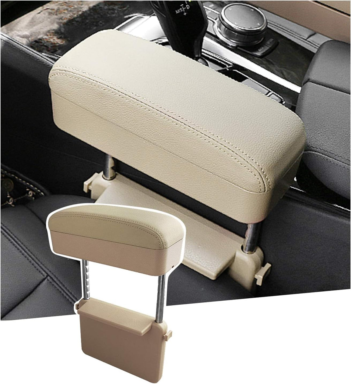 White Adjustable Car Armrest Pad Y975