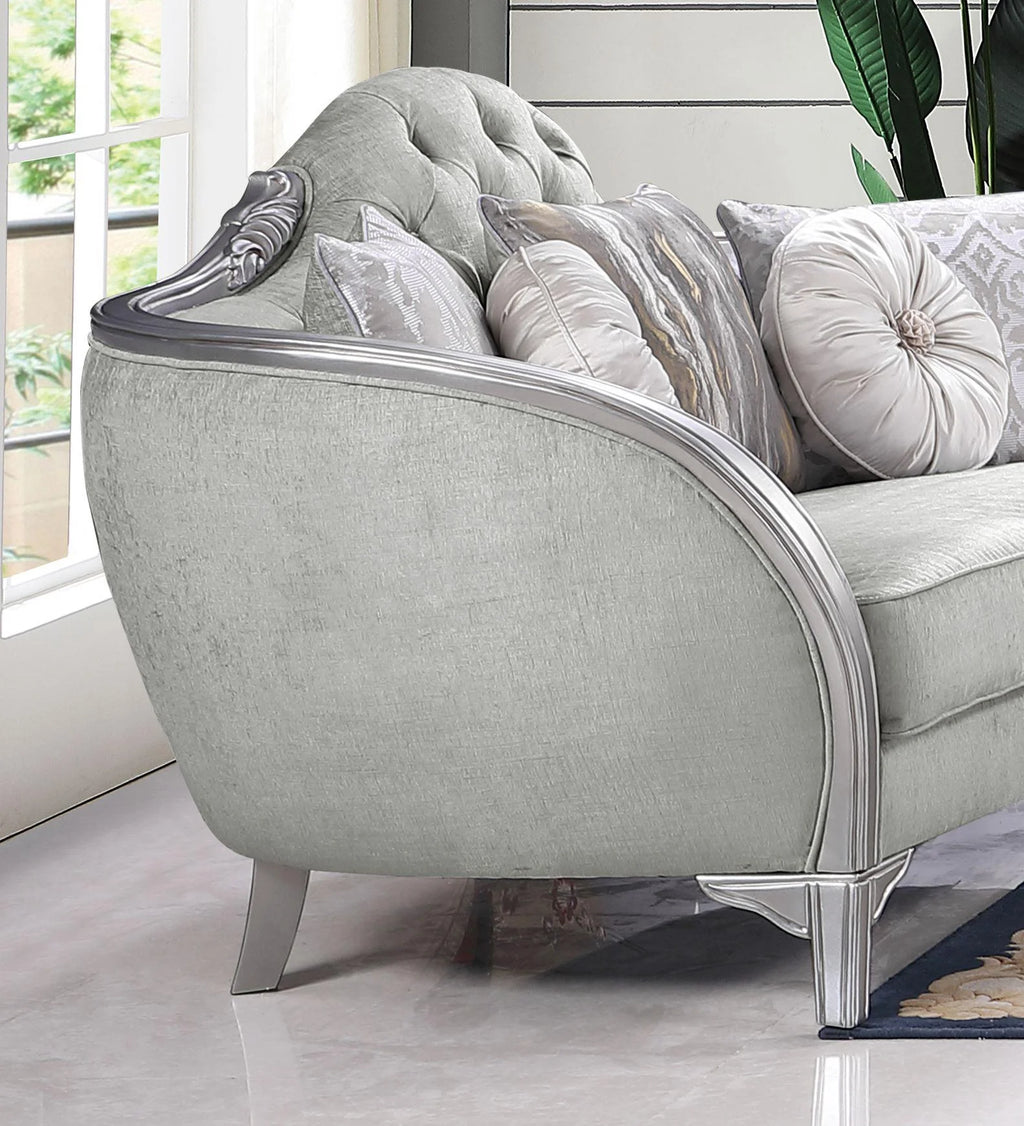 Silver Gray Finish Wood Sofa Set 2Pcs F243