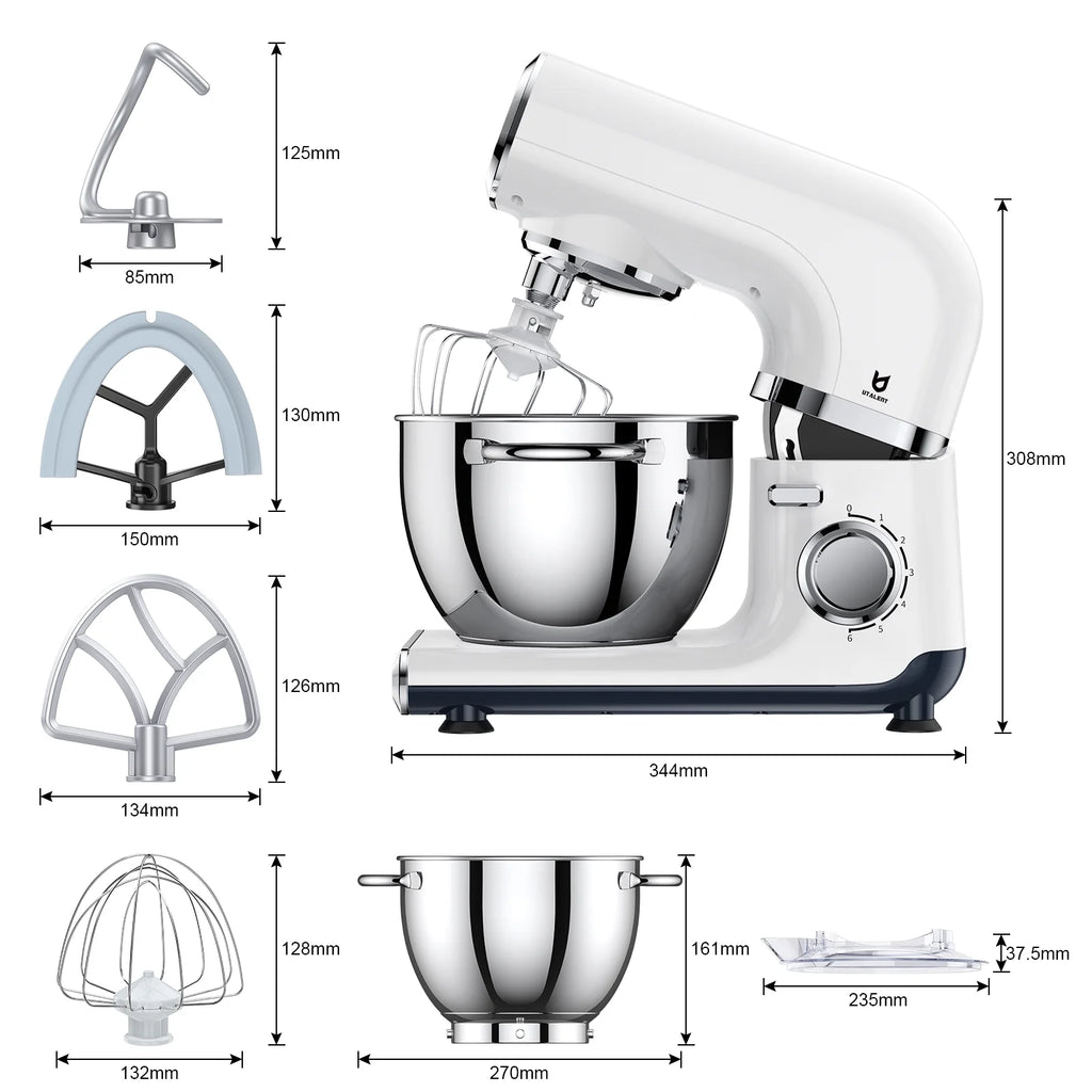 6 Adjustable Speeds Electric Stand Mixer with 4.2 QT Stainless Steel Bowl I503