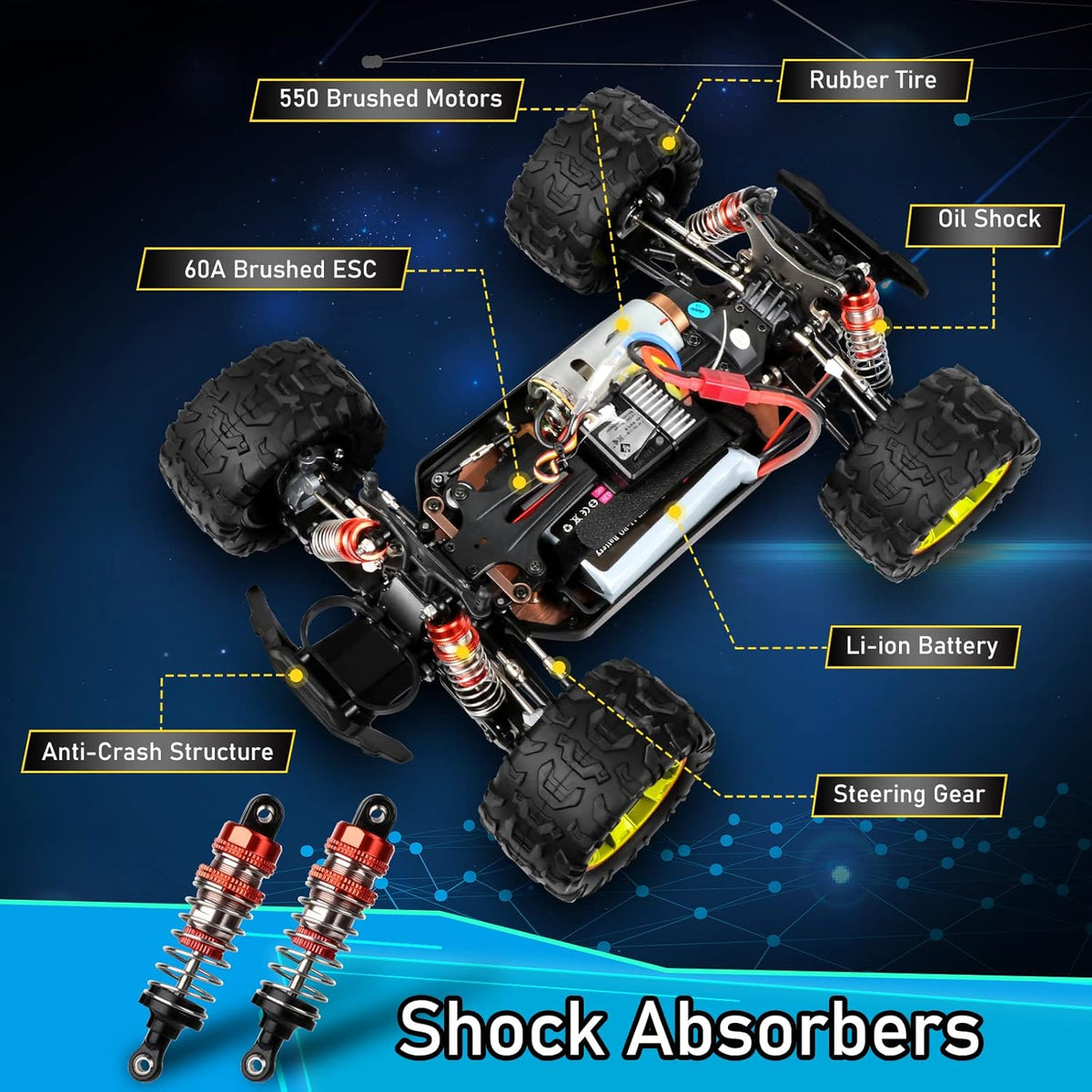 4WD RC Monster Truck with 550 Motor, Pack of 2 X5473
