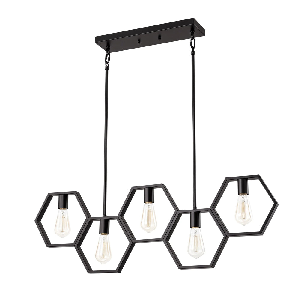 5-Light Square Geometric Pendant J39744